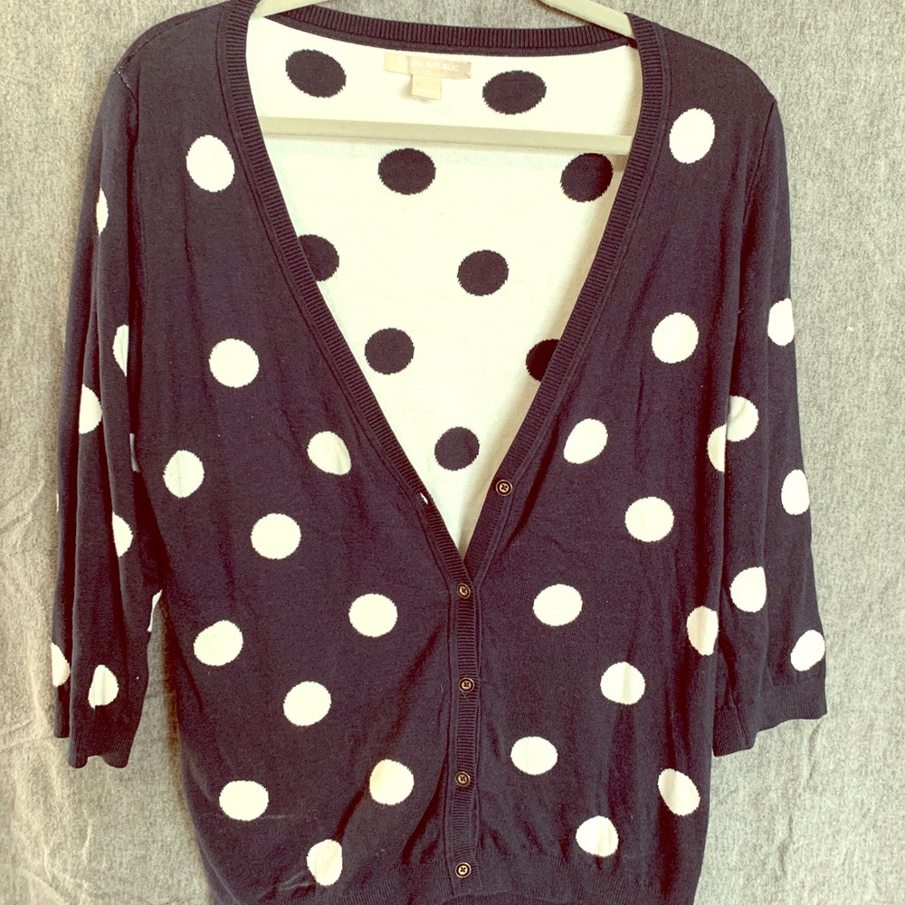 Navy & Cream Polka Dot Banana Republic sweater